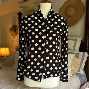 Divided Black and White Polka Dot Button-Down Shirt